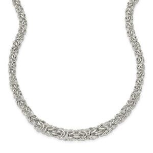 6.5mm Sterling Silver Hollow Graduated Byzantine Chain Necklace, 17 In